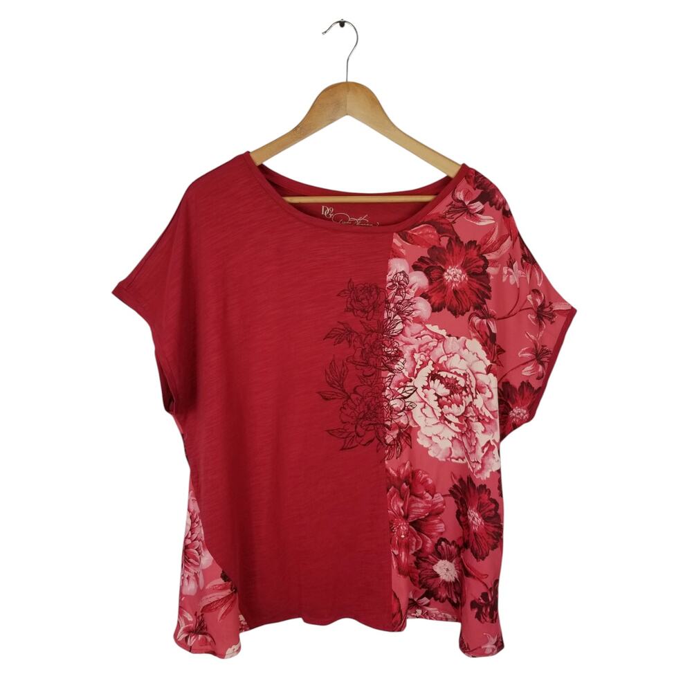 DG2 by Diane Gilman Lot of 2 Floral Cotton Modal Blouse T-Shirt Women's Size 1X - Picture 2 of 13